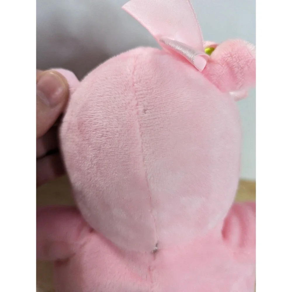 Burton + Burton soft pink hippo hippopotamus rose ribbon stuffed toy animal 12 i